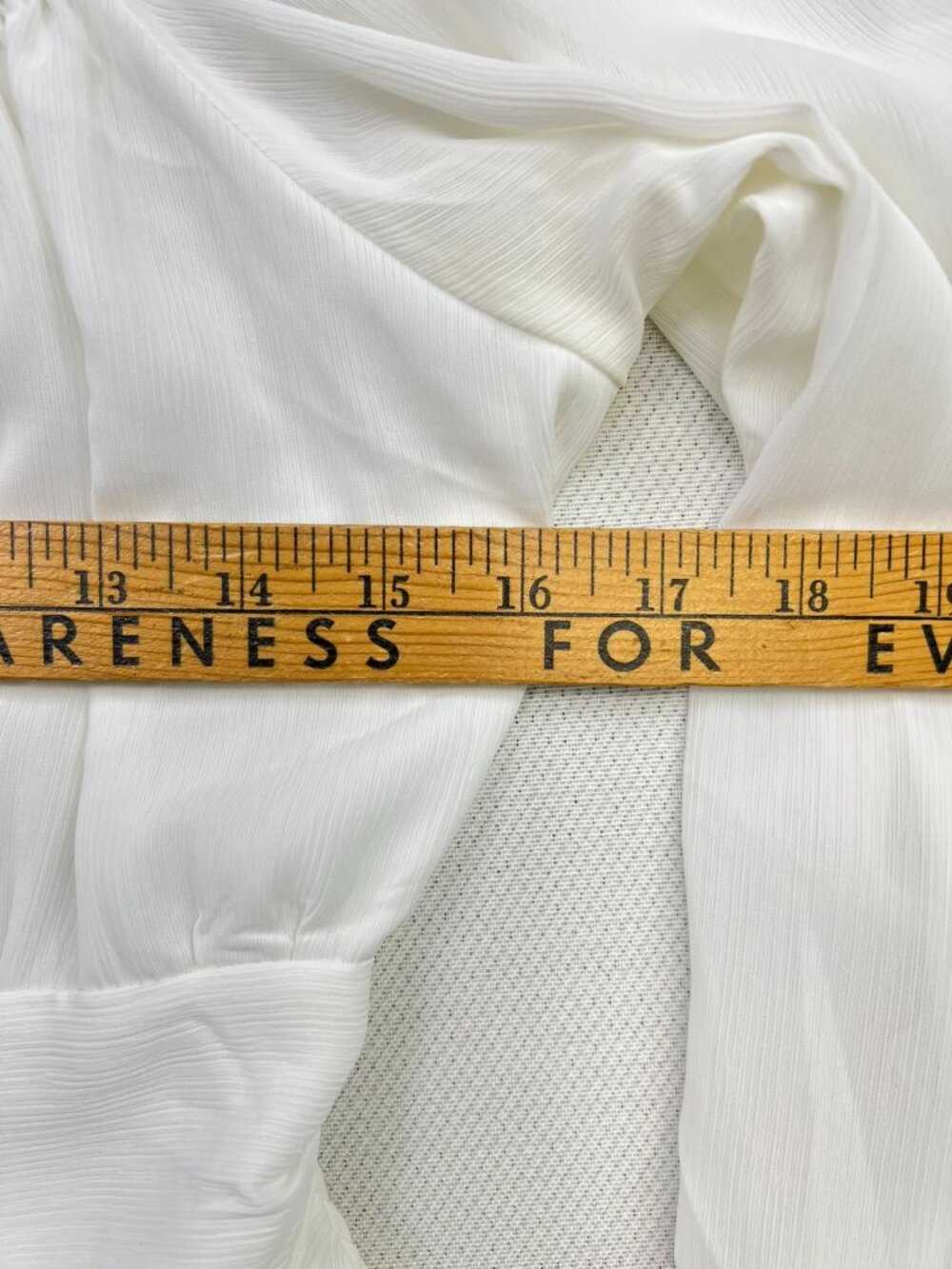 Women's Square Neck Mini Dress Puff Sleeve Size L White Smocked Tie Back - Picture 8 of 12